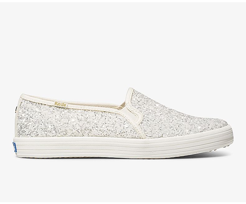 Keds Women's X Kate Spade New York Double Decker Glitter Cream Slip On Shoes - WL7059183